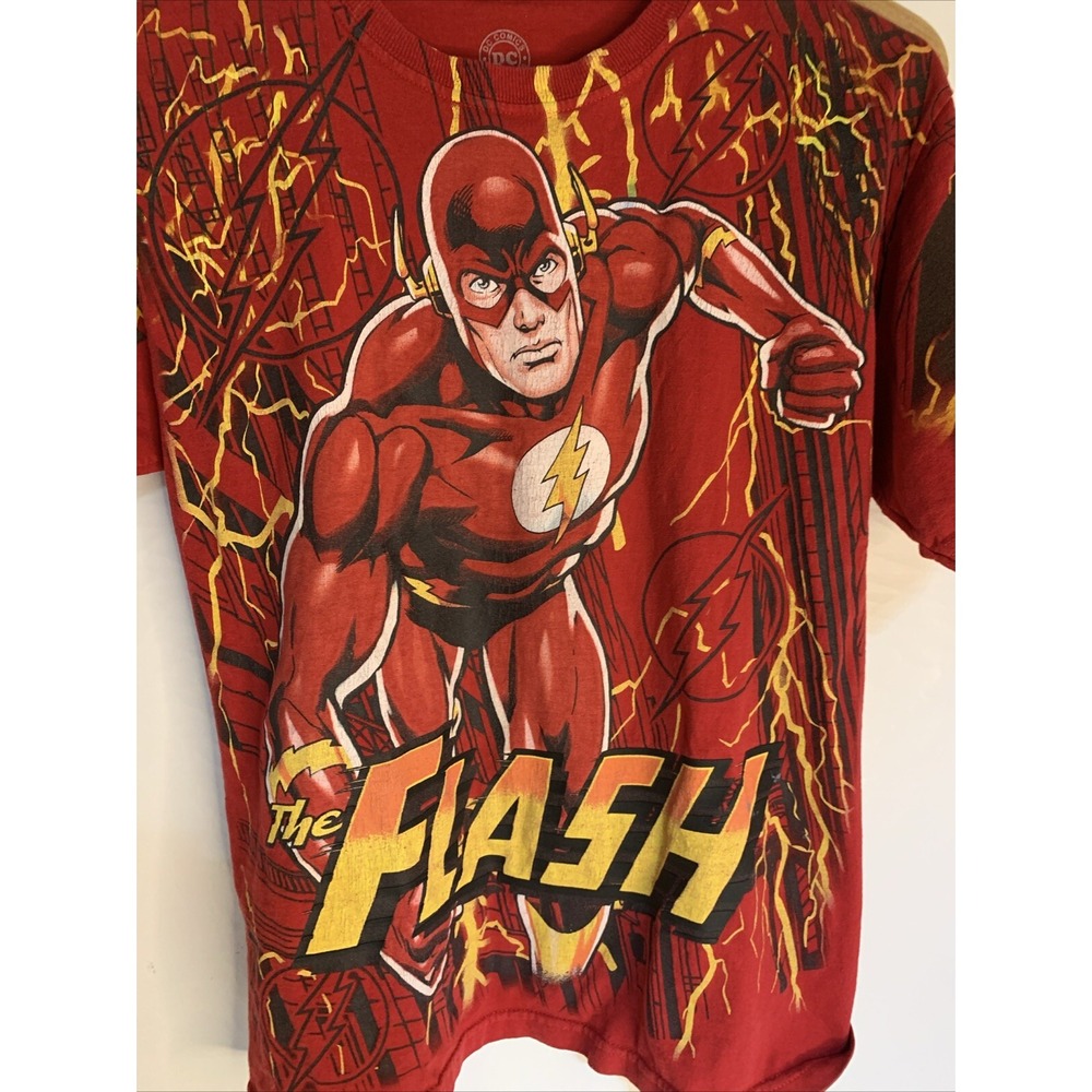 The Flash Barry Allen Youth Shirt DC Comics Graphic Unisex Cotton Sz 14/16‎